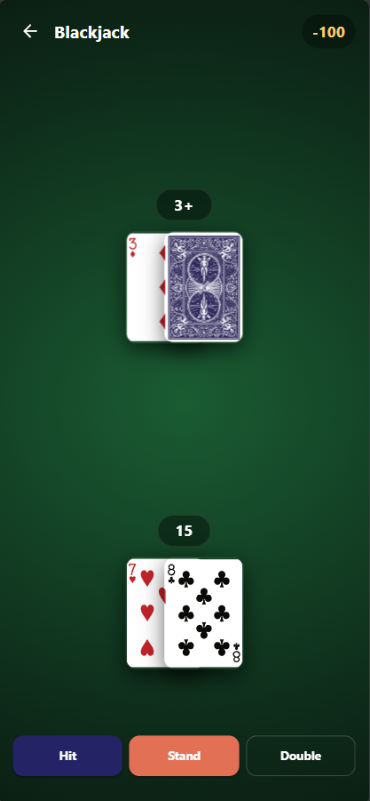 App screen — Blackjack
