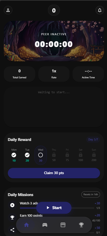 App screen — Home