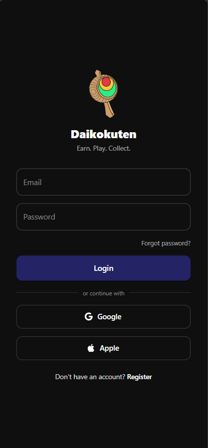 App screen — Login